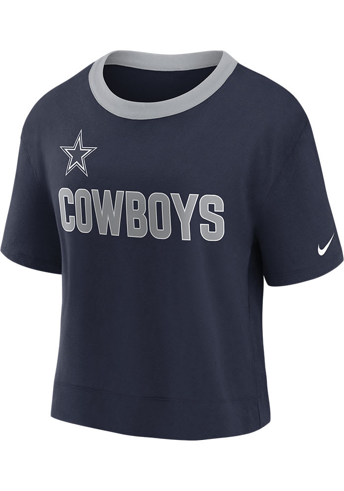 Nike Dallas Cowboys Womens NAVY Football Fan High T-Shirt
