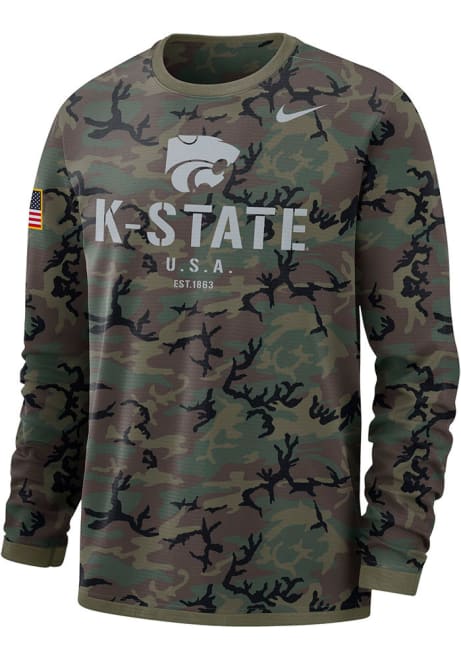 Mens K-State Wildcats Olive Nike Military Tee