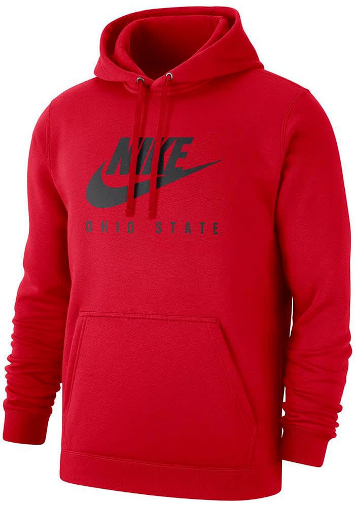 Nike Mens Red Ohio State Buckeyes Club Fleece Big Swoosh Hoodie