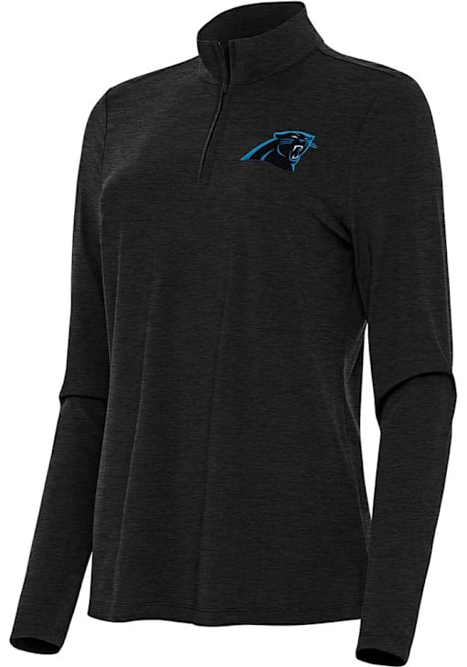 Carolina Panthers Antigua Womens BLACK-HEATHER Bright Long Sleeve