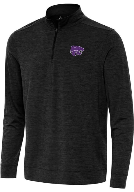 Mens K-State Wildcats Black Antigua Bright Qtr Zip Pullover