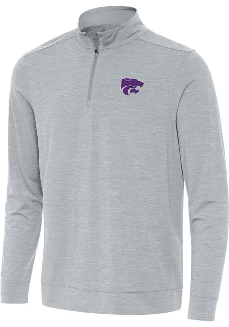 Mens K-State Wildcats Grey Antigua Bright Qtr Zip Pullover