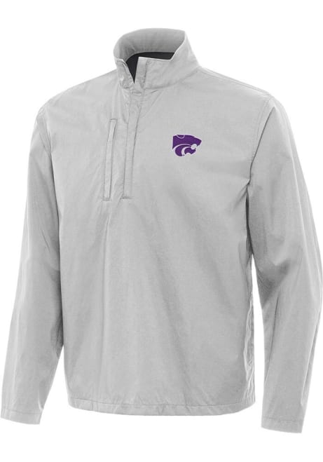 Mens K-State Wildcats Grey Antigua Brisk Qtr Zip Pullover