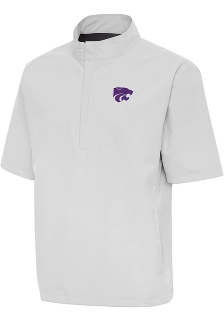 Mens K-State Wildcats Grey Antigua Brisk Short Sleeve Jacket