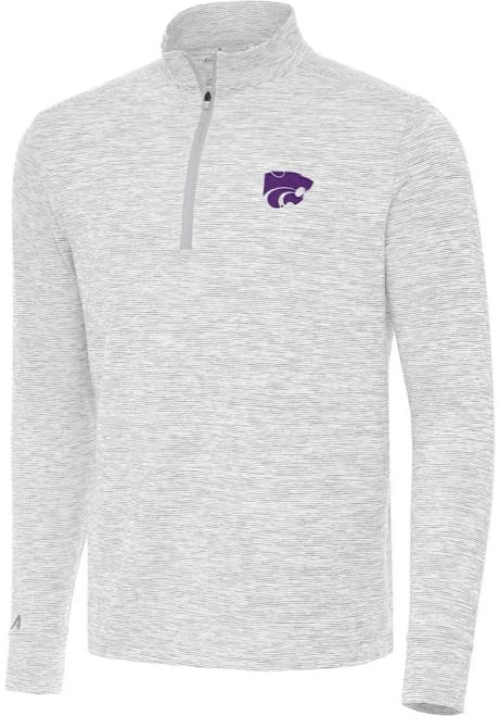 Mens K-State Wildcats Grey Antigua Cause Qtr Zip Pullover