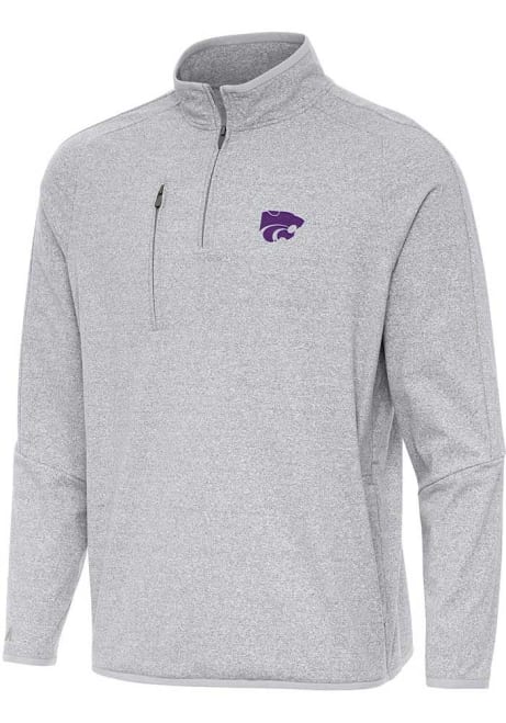 Mens K-State Wildcats Grey Antigua Certain Qtr Zip Pullover