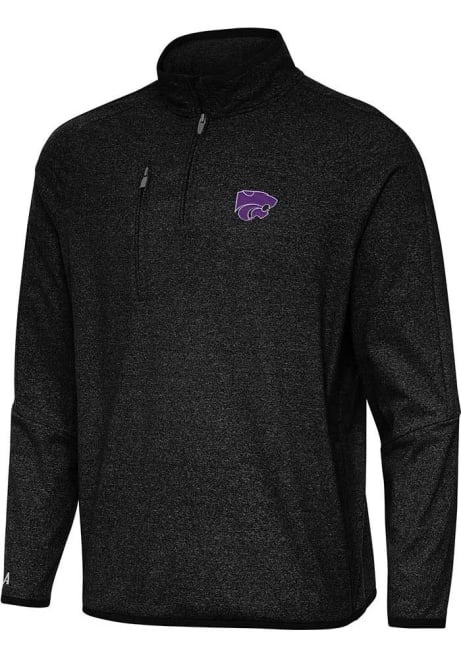 Mens K-State Wildcats Black Antigua Certain Qtr Zip Pullover