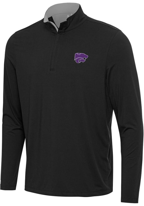 Mens K-State Wildcats Black Antigua Content Qtr Zip Pullover