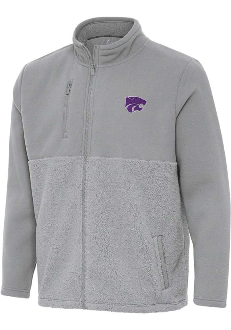 Mens K-State Wildcats Grey Antigua Daily Fused Medium Weight Jacket