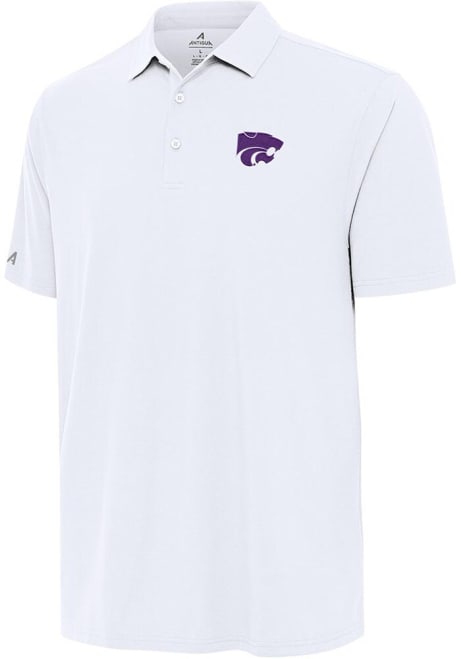 Mens K-State Wildcats White Antigua Era Short Sleeve Polo Shirt