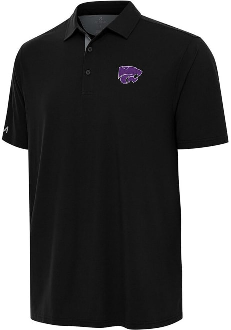 Mens K-State Wildcats Black Antigua Era Short Sleeve Polo Shirt