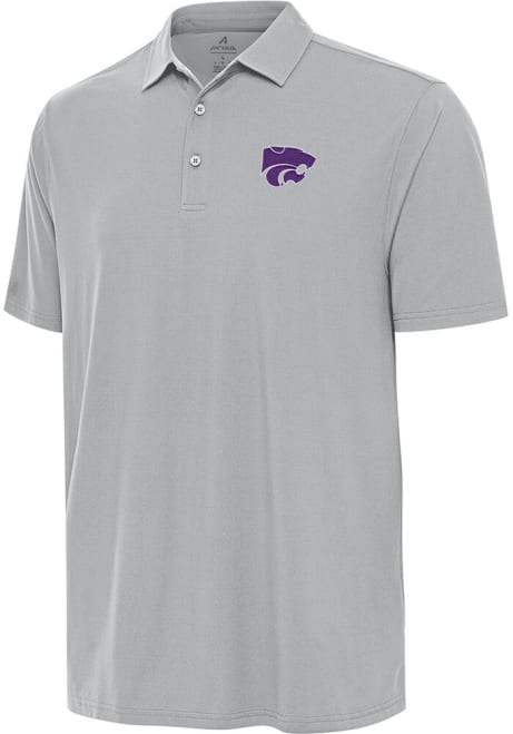 Mens K-State Wildcats Grey Antigua Era Short Sleeve Polo Shirt