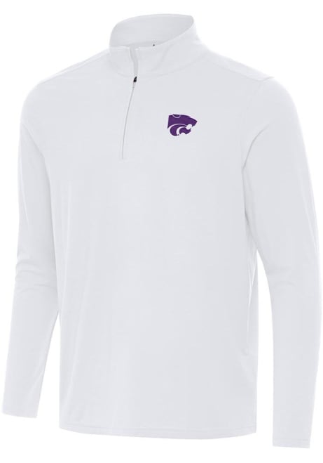 Mens K-State Wildcats White Antigua Intent Qtr Zip Pullover