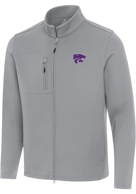 Mens K-State Wildcats Grey Antigua Objection Light Weight Jacket