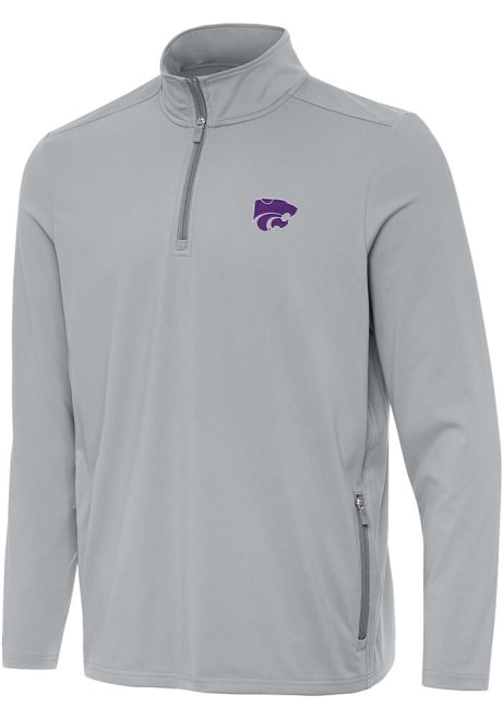 Mens K-State Wildcats Grey Antigua Perilous Qtr Zip Pullover