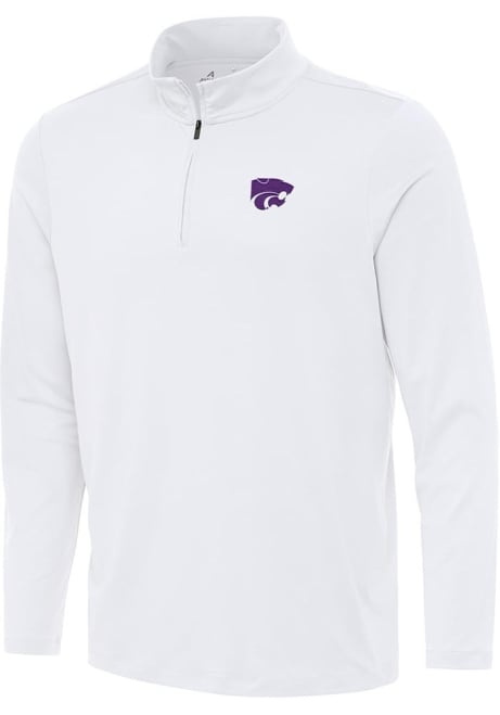 Mens K-State Wildcats White Antigua Reprocess Recycled Qtr Zip Pullover