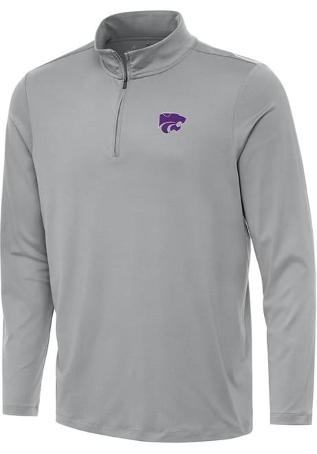 Mens K-State Wildcats Grey Antigua Reprocess Recycled Qtr Zip Pullover