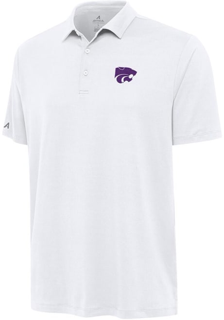 Mens K-State Wildcats White Antigua Reprocess Recycled Short Sleeve Polo Shirt