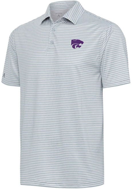 Mens K-State Wildcats Grey Antigua Skills Short Sleeve Polo Shirt