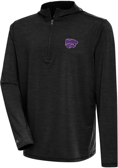 Mens K-State Wildcats Black Antigua Tidy Qtr Zip Pullover