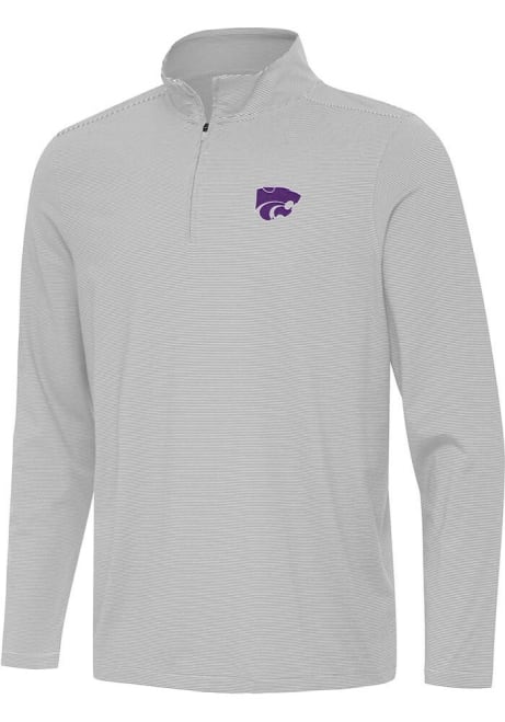 Mens K-State Wildcats Grey Antigua Twine Qtr Zip Pullover