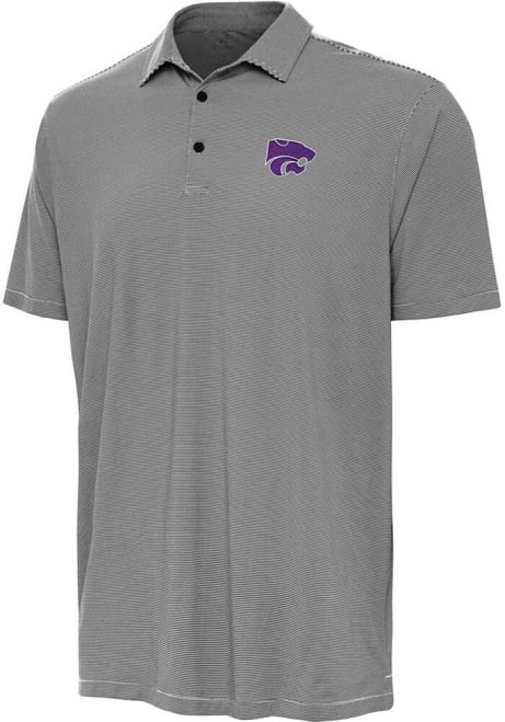 Mens K-State Wildcats Black Antigua Twine Short Sleeve Polo Shirt