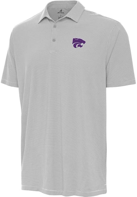 Mens K-State Wildcats Grey Antigua Twine Short Sleeve Polo Shirt