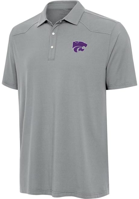 Mens K-State Wildcats Grey Antigua Western Short Sleeve Polo Shirt