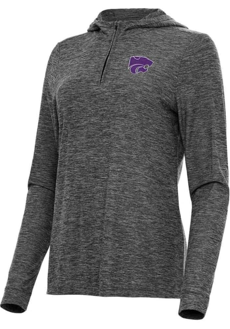 Womens K-State Wildcats Black Antigua Daybreak Qtr Zip