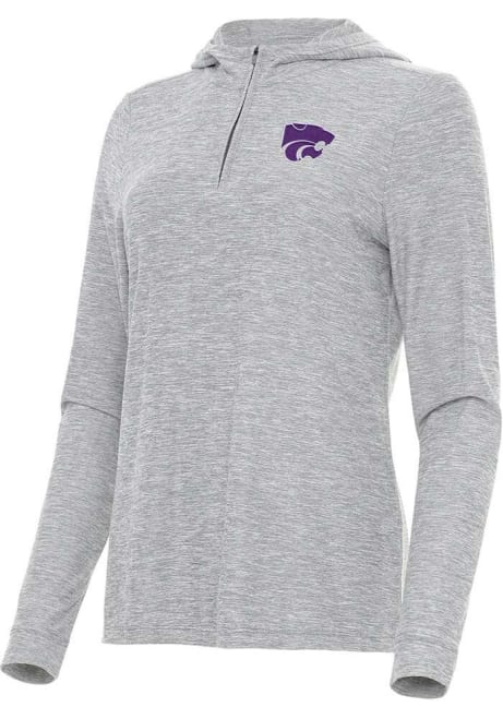 Womens K-State Wildcats Grey Antigua Daybreak Qtr Zip