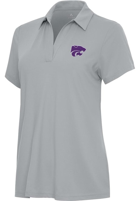 Womens K-State Wildcats Grey Antigua Era Short Sleeve Polo Shirt