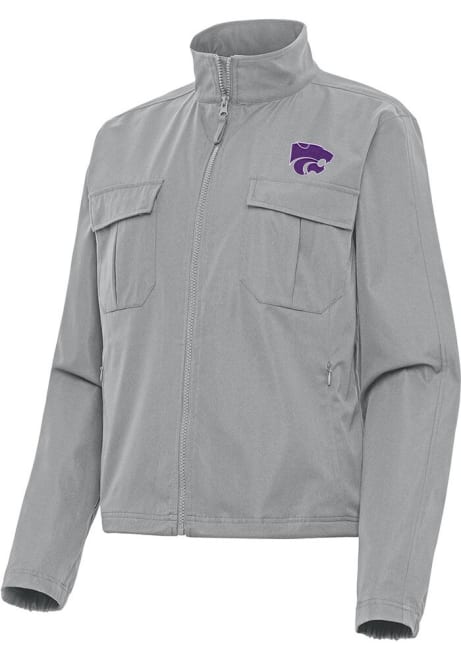 Womens K-State Wildcats Grey Antigua Even Par Light Weight Jacket