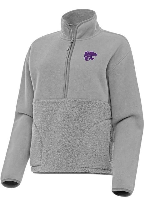 Womens K-State Wildcats Grey Antigua Figure Qtr Zip