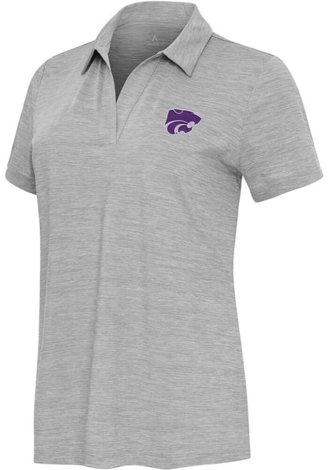 Womens K-State Wildcats Grey Antigua Layout Short Sleeve Polo Shirt