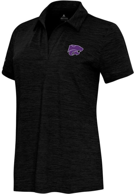 Womens K-State Wildcats Black Antigua Layout Short Sleeve Polo Shirt