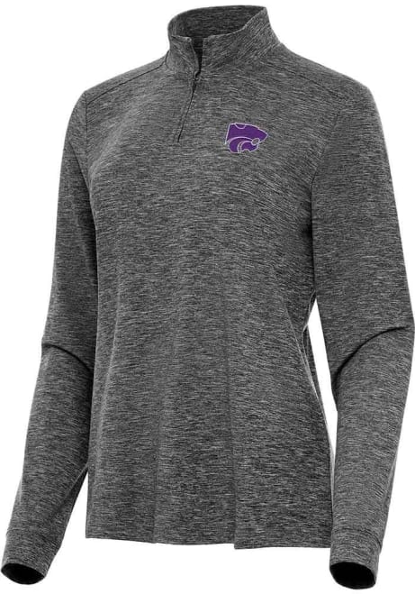 Womens K-State Wildcats Black Antigua Mentor Qtr Zip Pullover