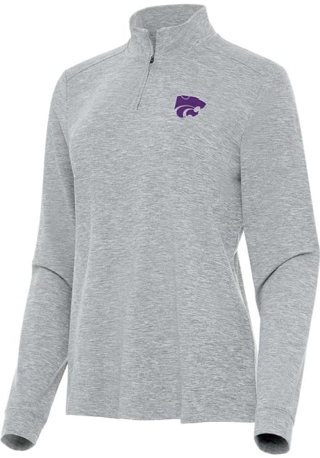 Womens K-State Wildcats Grey Antigua Mentor Qtr Zip Pullover