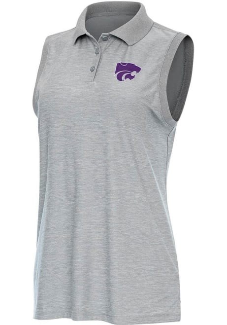 Womens K-State Wildcats Grey Antigua Recap Polo Shirt