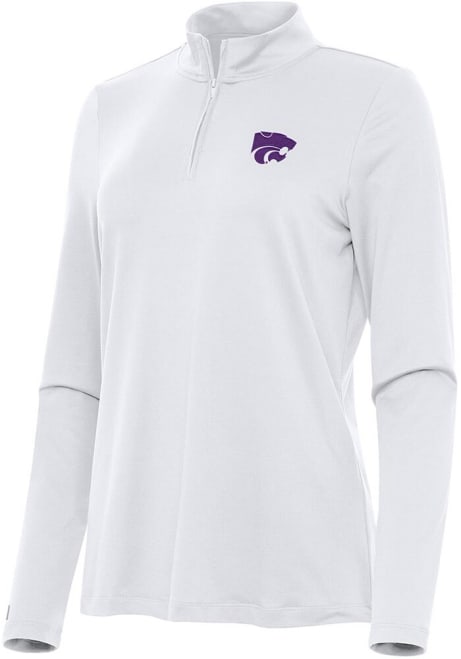 Womens K-State Wildcats White Antigua Reprocess Recycled Qtr Zip