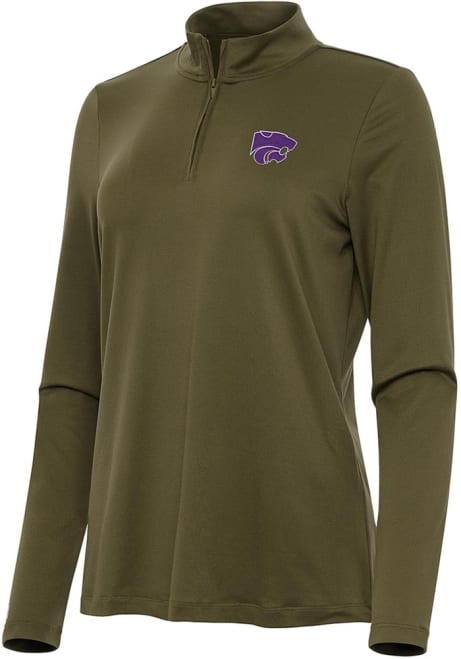 Womens K-State Wildcats Olive Antigua Reprocess Recycled Qtr Zip