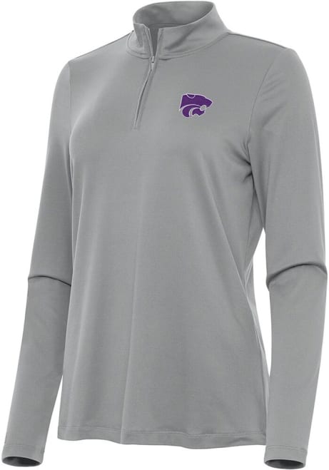 Womens K-State Wildcats Grey Antigua Reprocess Recycled Qtr Zip