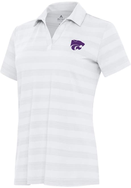 Womens K-State Wildcats White Antigua Tunnel Short Sleeve Polo Shirt