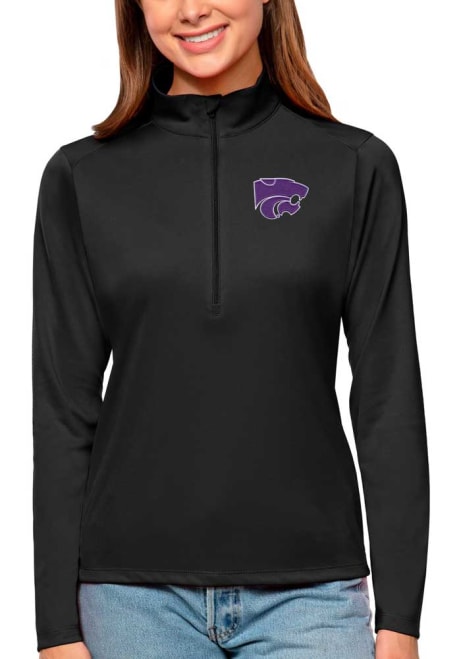 Womens K-State Wildcats Black Antigua Tribute 1/4 Zip Pullover