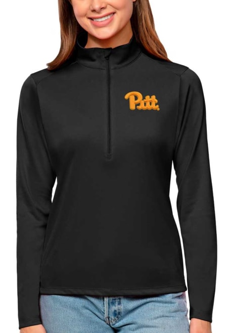 Womens Pitt Panthers Black Antigua Tribute Qtr Zip Pullover