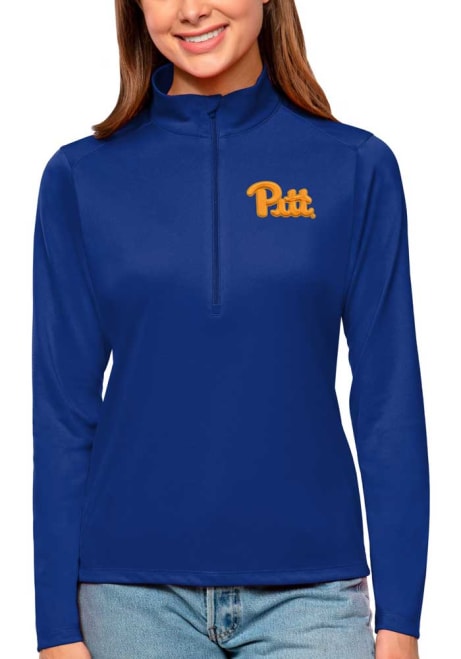 Womens Pitt Panthers Blue Antigua Tribute Qtr Zip Pullover