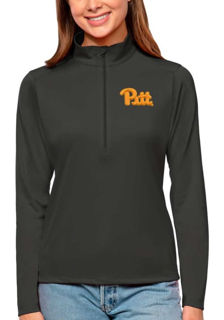 Womens Pitt Panthers Grey Antigua Tribute Qtr Zip Pullover