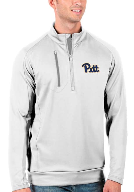 Mens Pitt Panthers White Antigua Generation Wordmark Qtr Zip Pullover