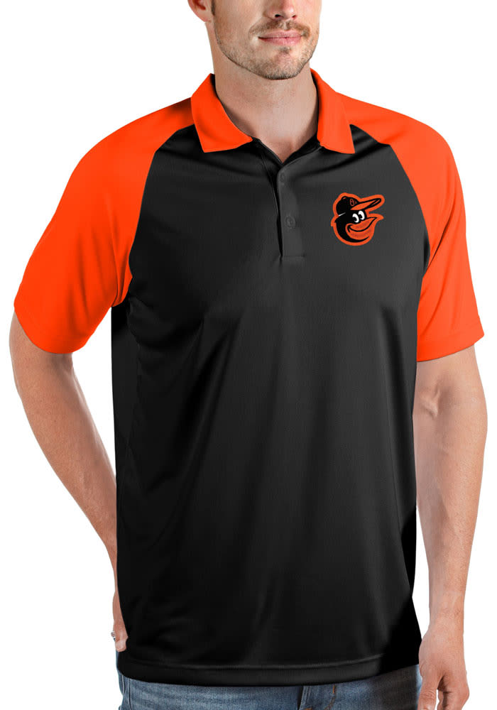 Antigua Baltimore Orioles Nova BLACK ORANGE Short Sleeve Polo