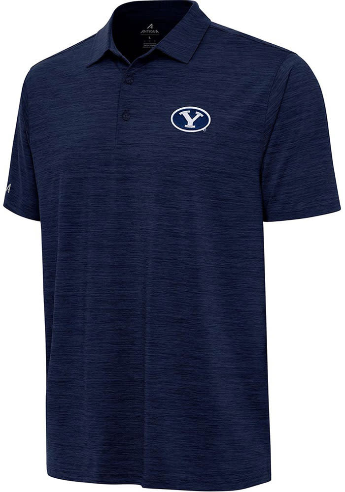 Antigua BYU Cougars Mens Layout NAVYHEATHER Short Sleeve Polo