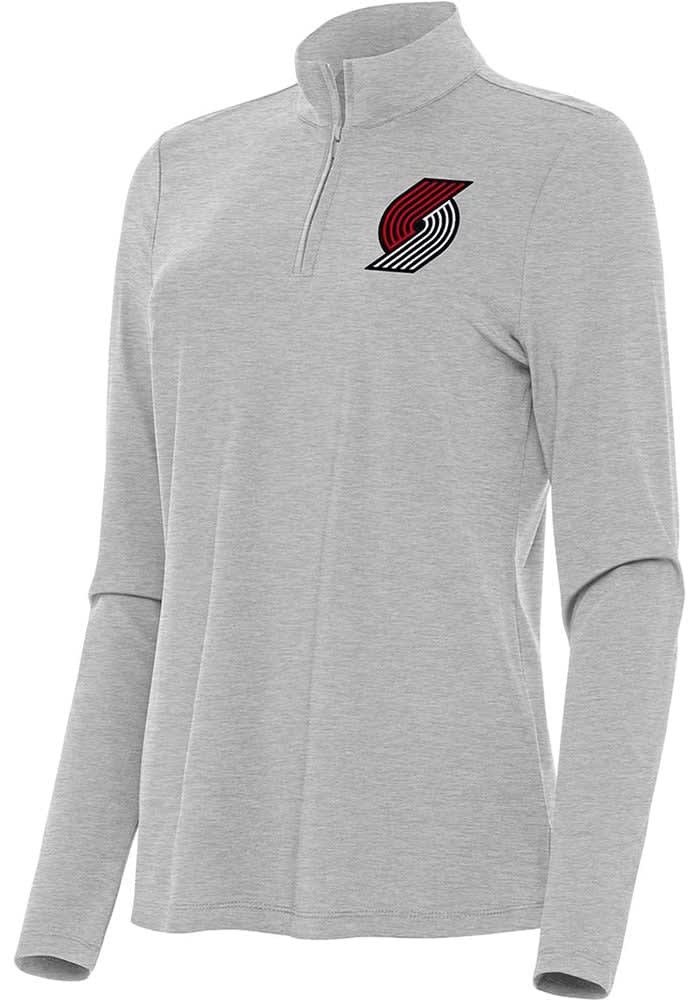 Portland Trail Blazers Antigua Womens GREY HEATHER Bright Long Sleeve Qtr Zip
